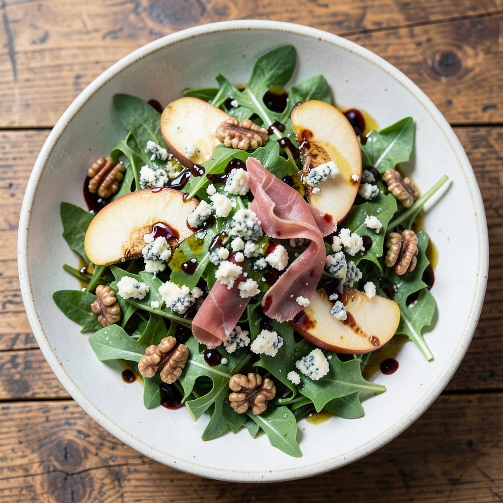 Arugula Pear Gorgonzola Salad Recipe: Crispy Greens with Sweet-Tangy Bite