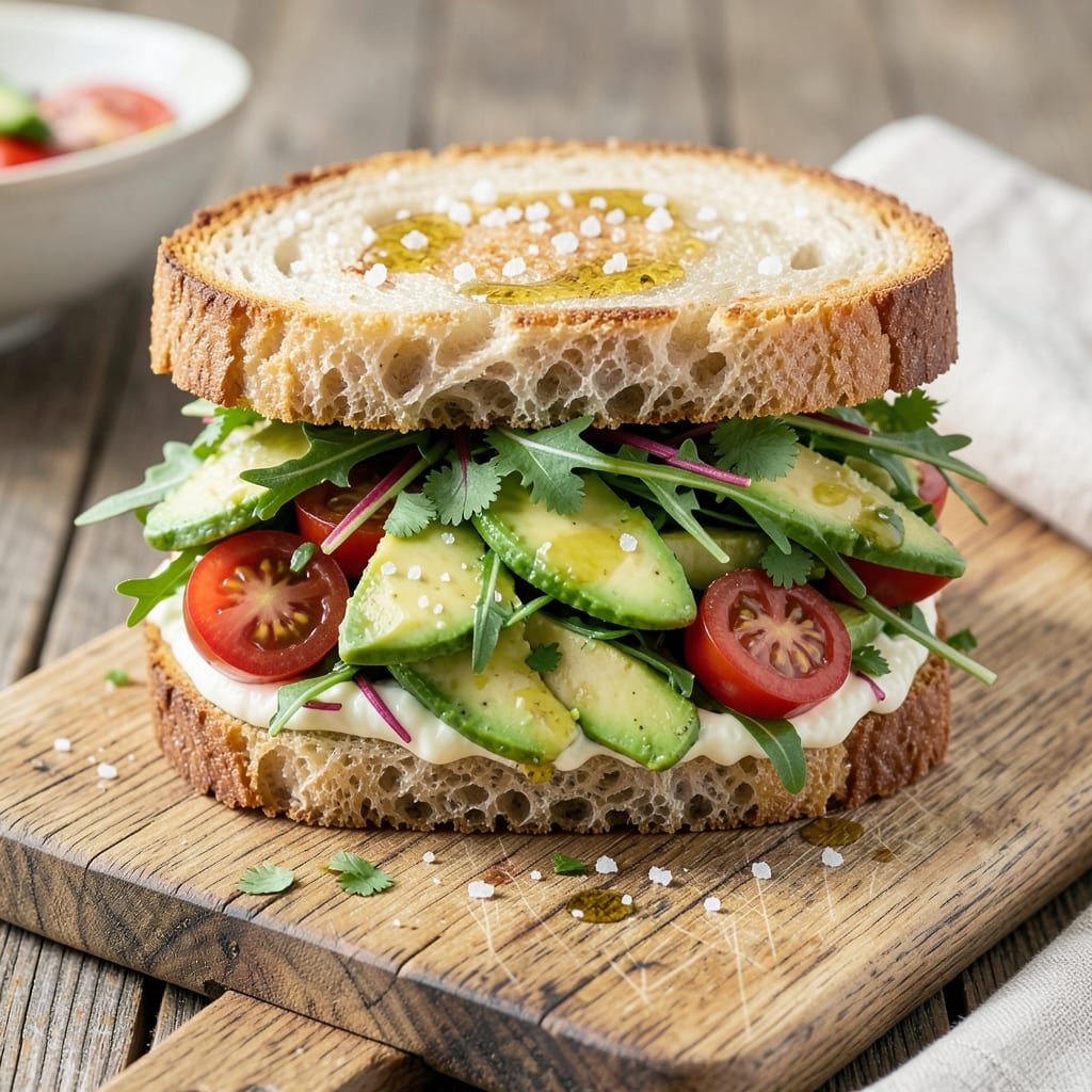Avocado Salad Sandwich Recipe: Crispy Avocado and Herbal Zing in Layers