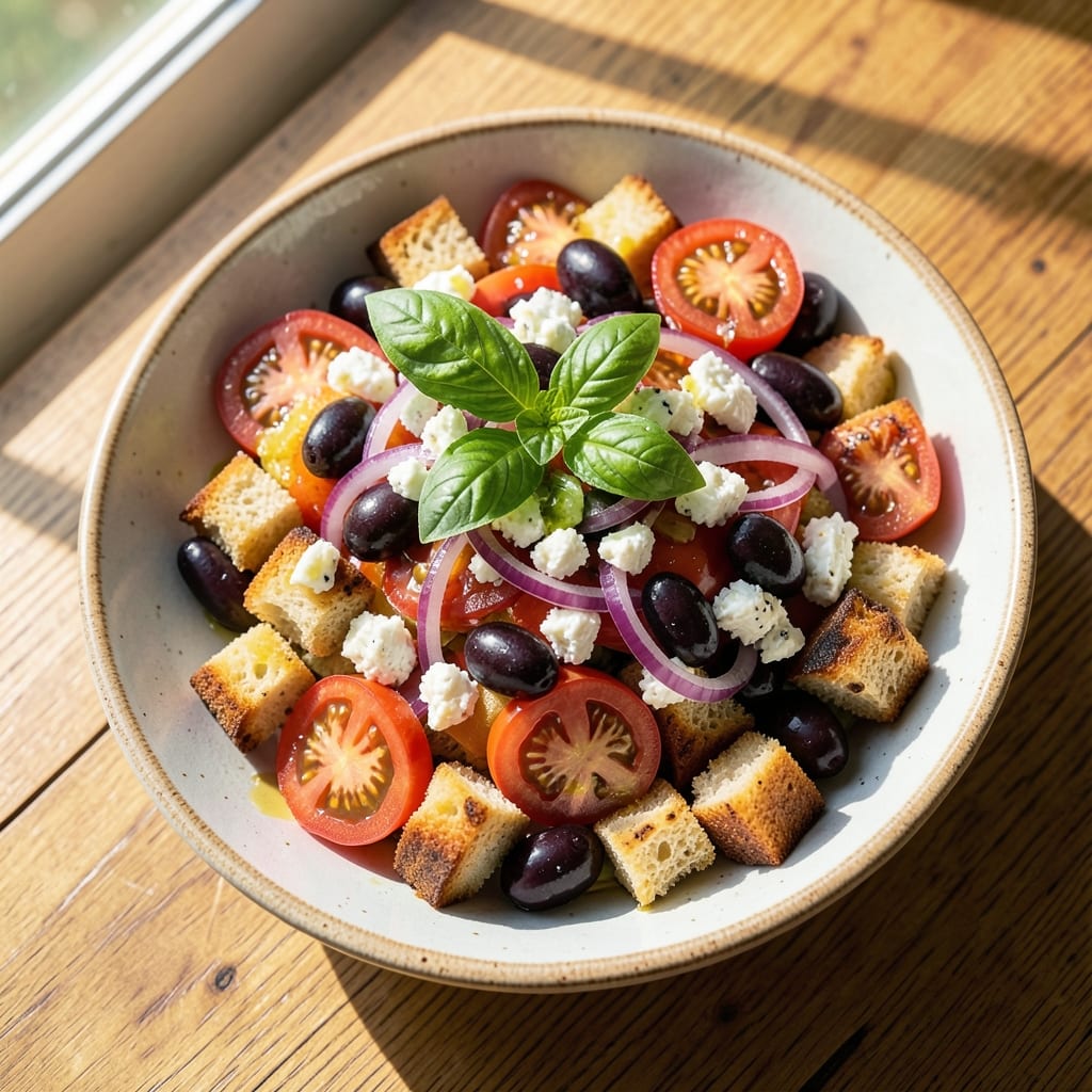 Barefoot Contessa's Greek Panzanella Salad Recipe: Crispy Bread and Juicy Tomato Magic