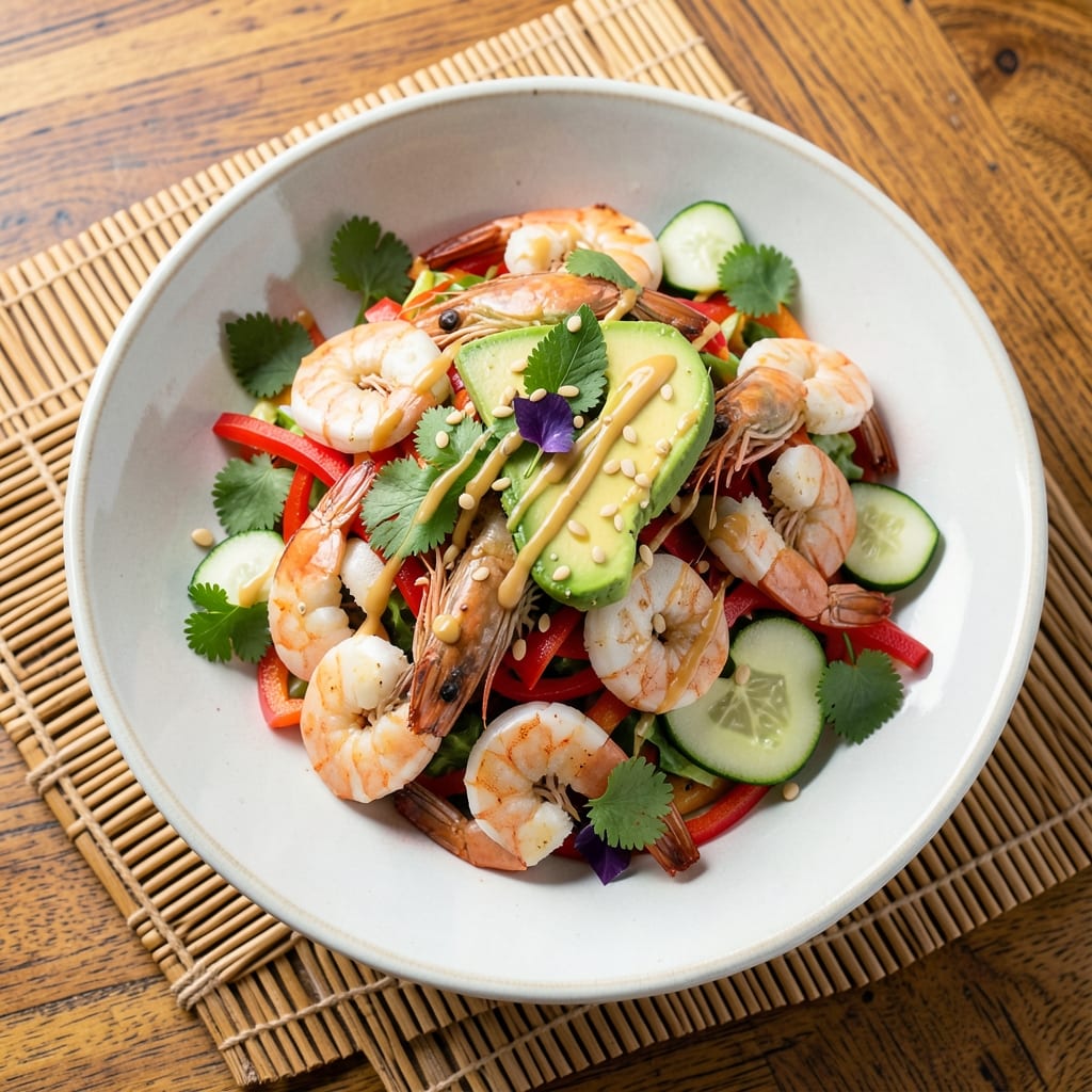 Asian Prawn Salad Recipe: Crunchy Peanut Dressing and Fresh Herb Zing