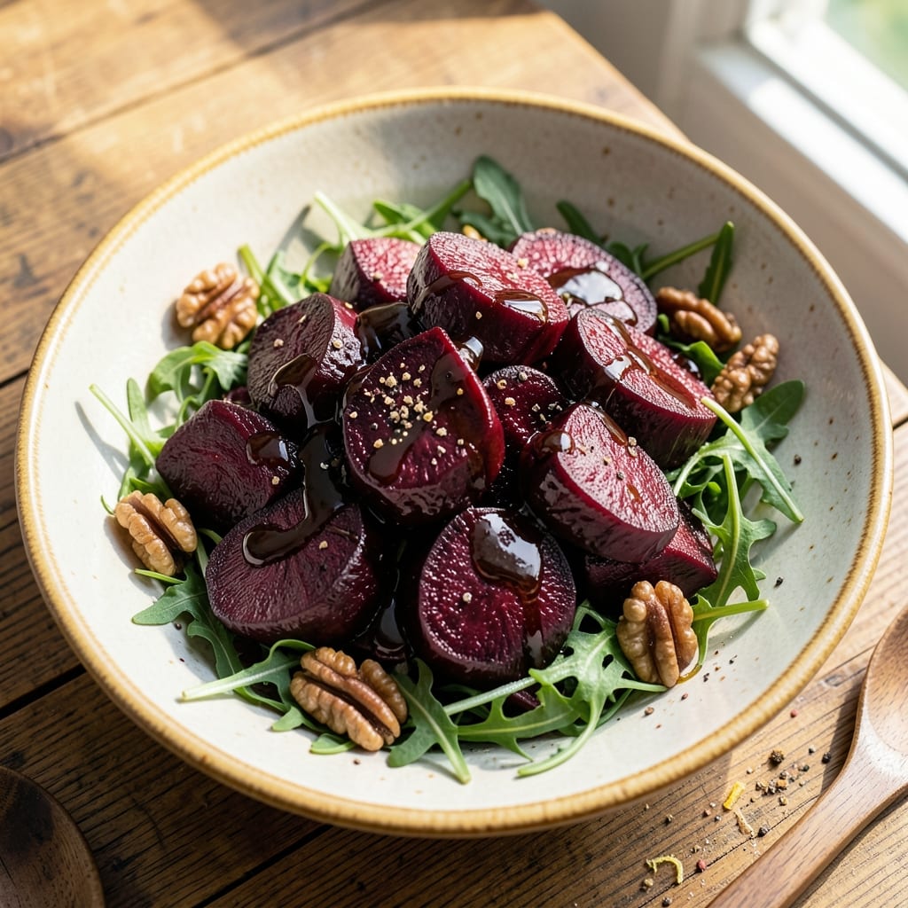 Balsamic Roasted Beet Salad Recipe: Earthy Sweetness With Crunchy Walnut Topping