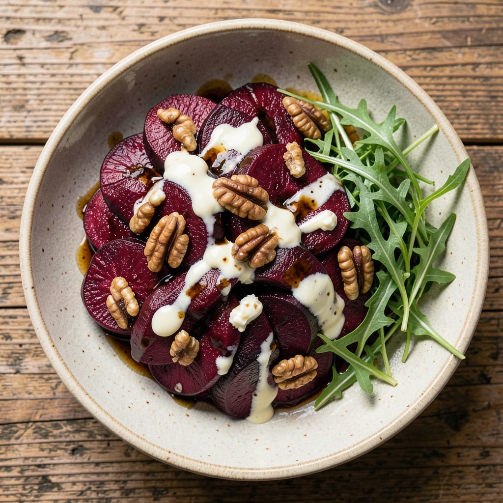 Baked Beet and Goat Cheese Salad Recipe: Earthy Sweetness Meets Crunchy Walnut Crunch