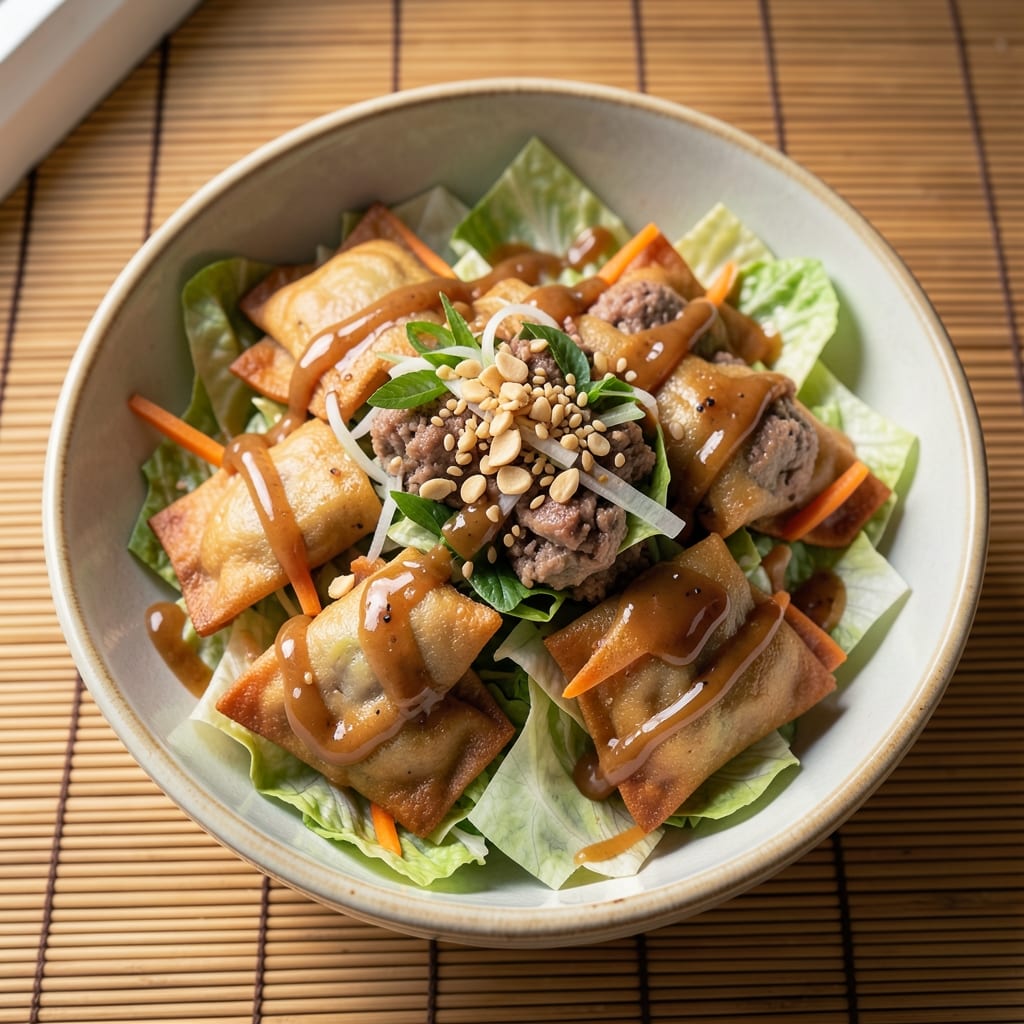 Asian Wonton Salad Recipe: Crispy Dumplings and Peanut Dressing Bliss