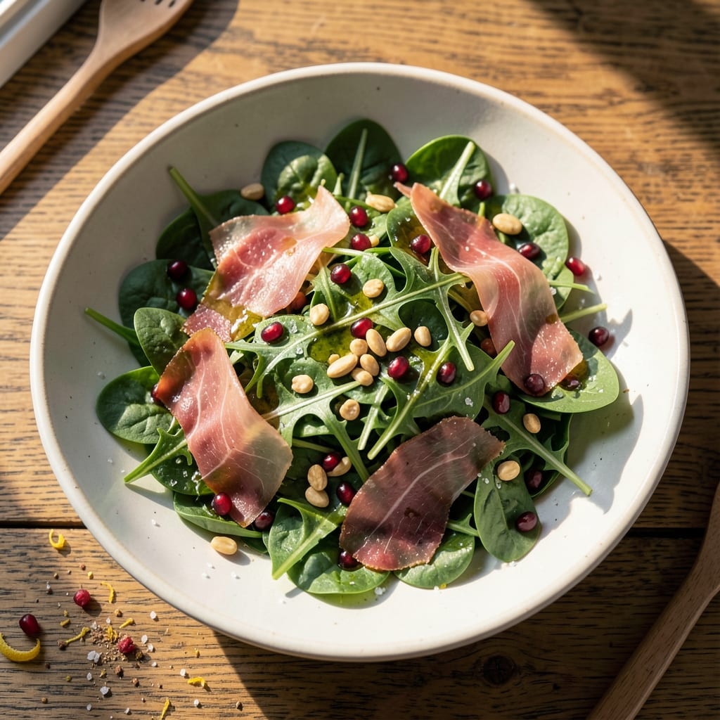 Barefoot Contessa's Spinach Salad Recipe: Crispy Prosciutto and Pomegranate Bite