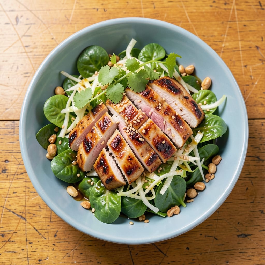 Asian Grilled Chicken Salad Recipe: Charred Sesame Crunch With Peanut-Lime Dressing