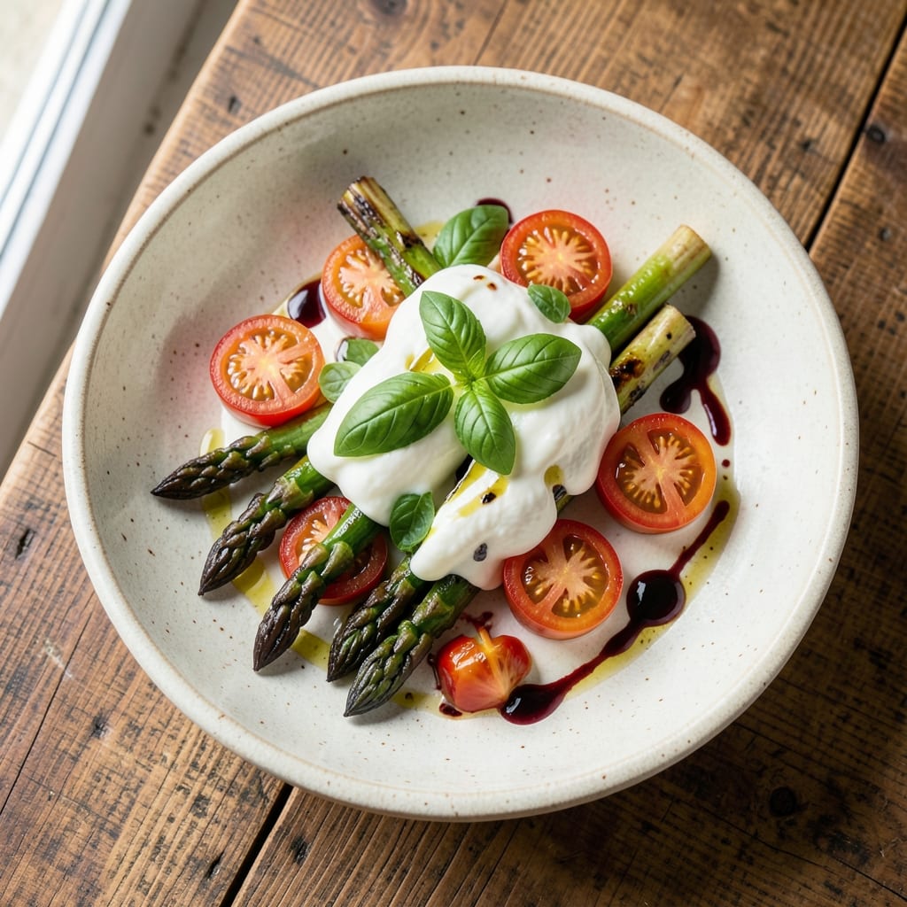 Asparagus Caprese Salad Recipe: Charred Greens, Mozzarella, and Basil Bliss
