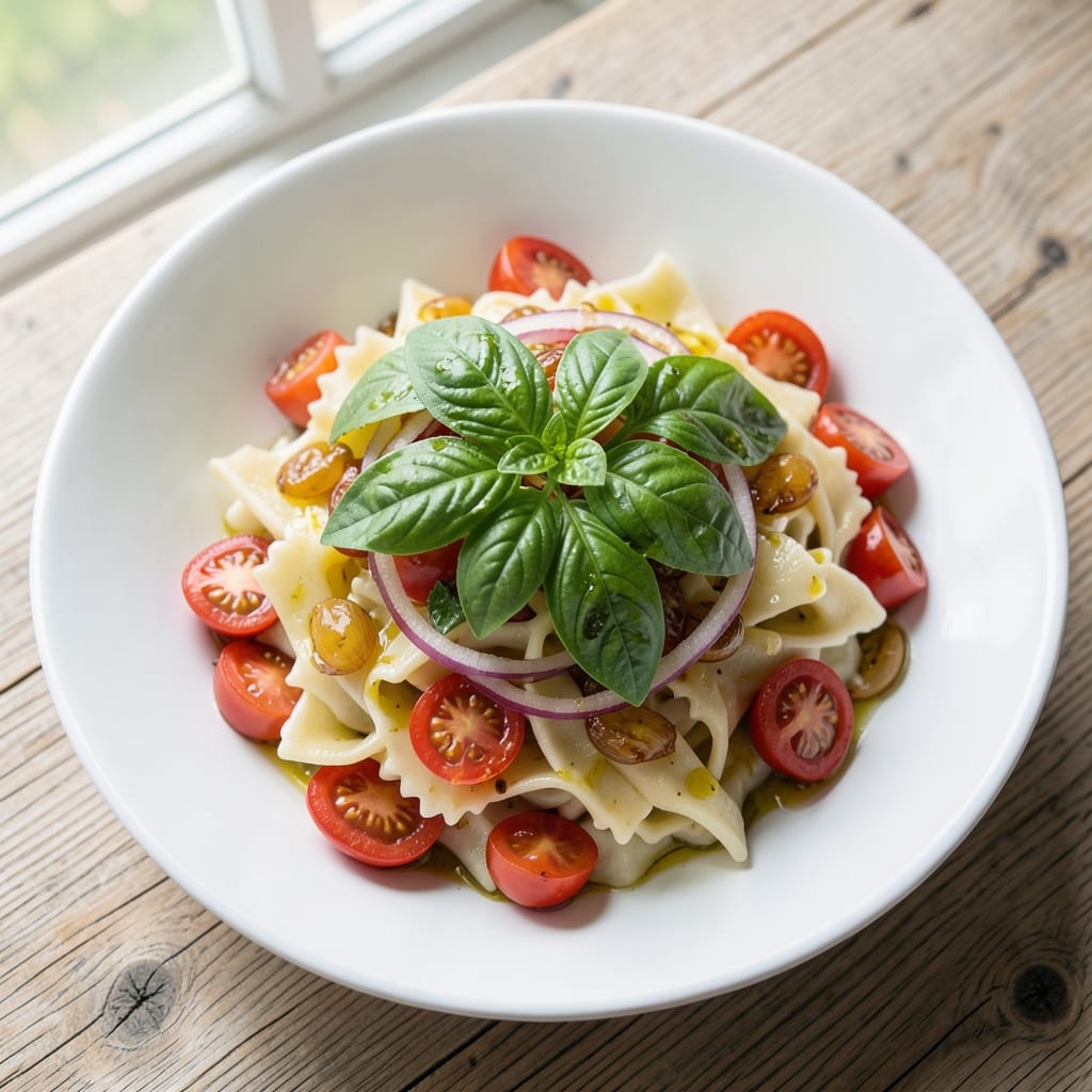 Basil Bowtie Pasta Salad Recipe: Bright Green Freshness With Zesty Lemon Dressing