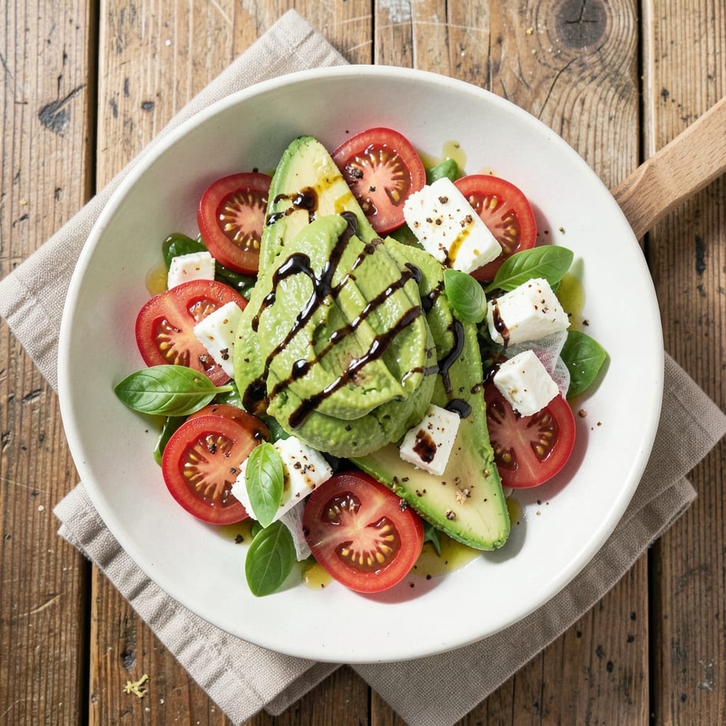 Avocado, Tomato, and Mozzarella Salad Recipe: Italian Caprese Twist with Balsamic Glaze