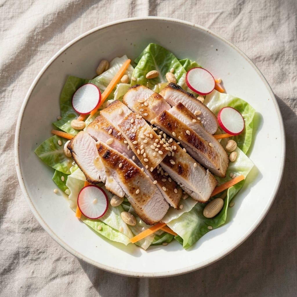 Asian Chicken Salad Recipe With Napa Cabbage: Crispy Sesame-Crusted Chicken and Peppery Greens